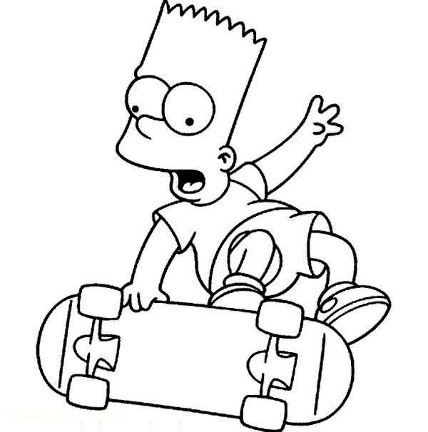 Bart Coloring Skateboard Simpson Simpsons Pages Drawings Cartoon Drawing Ch...